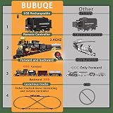 BUBUQE Train Set Remote Control Steam Locomotive 8 Tracks Light Smoke view 7