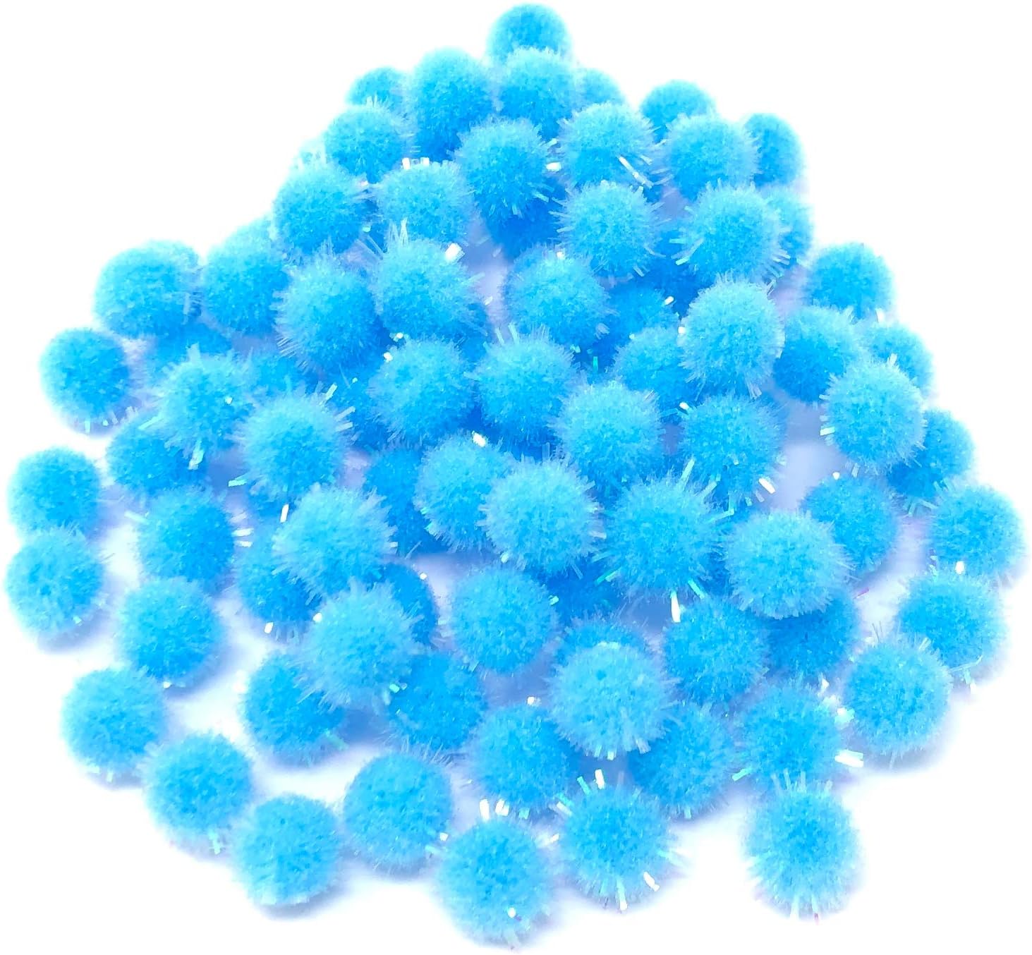 Wedding Touches Blue 10mm Glitter Mini Pom Poms Small Fluffy Craft Embellishments (2000)