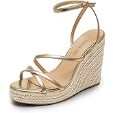 DREAM PAIRS Strappy Espadrille Platform Wedge Sandals for Women Dressy Summer, Comfortable Open Toe Sandals with Cushioned Insole and Ankle Strap Buckle