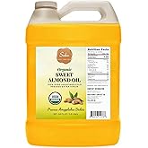 Certified Organic Unrefined Cold Pressed Sweet Almond Oil- 4 lbs/64 fluid ounces