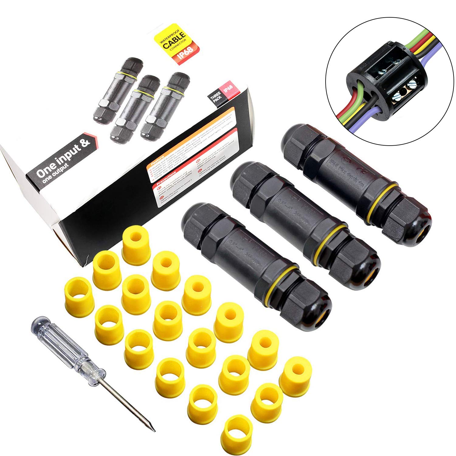 Outdoor Cable Connector Junction Box 5pin Waterproof IP68 Electrical Connectors for 4mm14mm