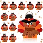 ForraFun 12 Pcs Thanksgiving Turkey Gift Bags Bulk Funny 3D Shape Turkey Thanksgiving Bags with Handles for Fall Party Favors Supplies Autumn Decorations Treats Goodies Friendsgiving Gifts Exchange