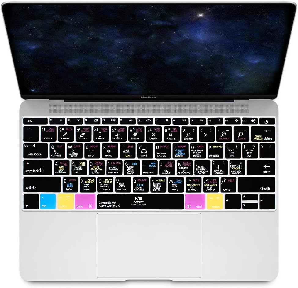 HRH Logic Pro X Hotkey Silicone Keyboard Cover Skin for MacBook Pro 13