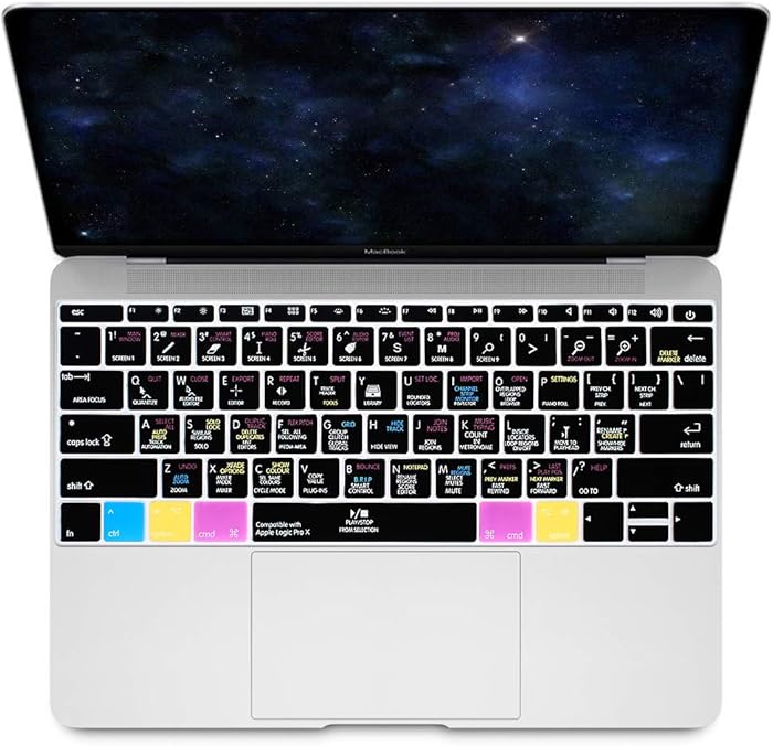 HRH Logic Pro X Hotkey Silicone Keyboard Cover Skin for MacBook Pro 13