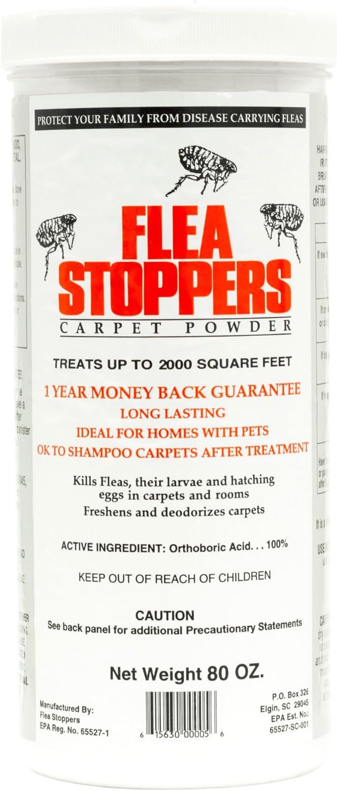 Flea Stoppers Carpet Powder Kills Flea Larvae And Adult Fleas In 3-5 Days 5 Lbs