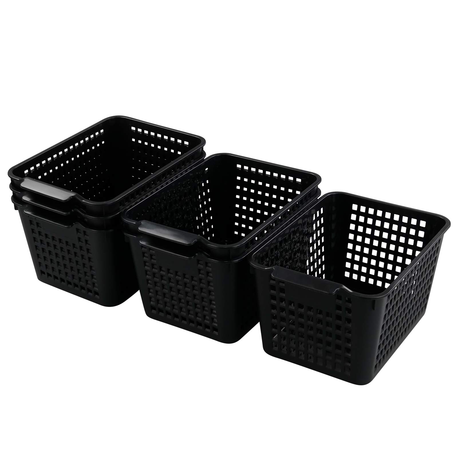 Gitany 6-pack Plastic Small Cupboard Basket, Storage Baskets, Black