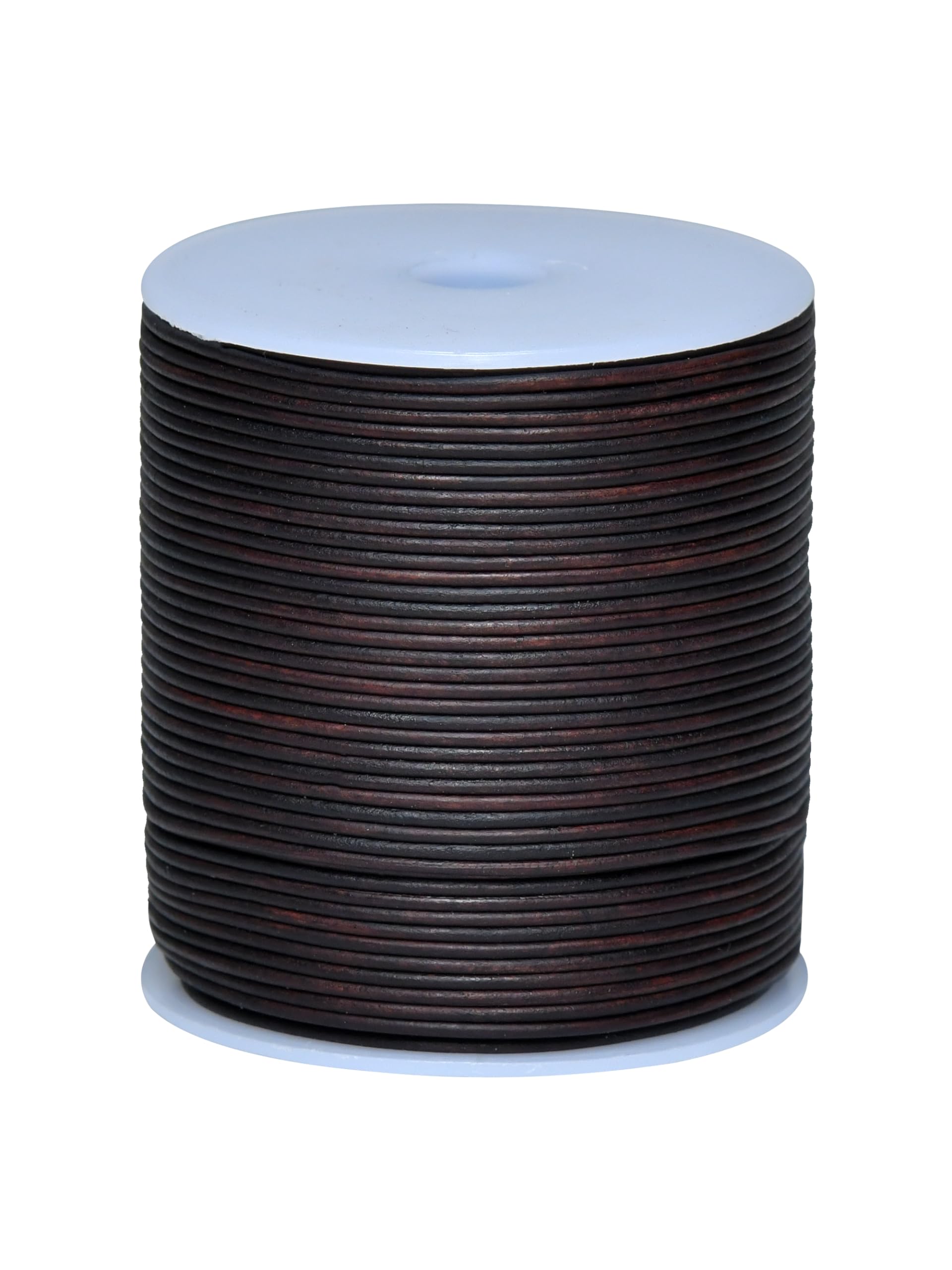 Cords Essentials Round Genuine Leather String Cord, Rope for Jewelry Making, Necklaces, Bracelets, Kumihimo Braiding, Wraps, Crafts and Hobby Projects (Distressed Dark Brown, 1.5 MM) — image 1