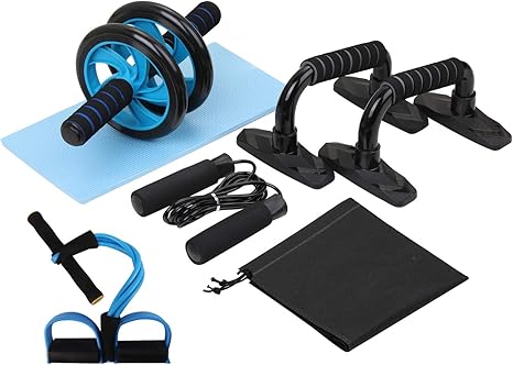 Lixada Rueda Abdominal Kit con Push-UP Bar Cuerda para Saltar Esterilla de Rodilla para Fuerza Muscular Fitness Ejercicio en Casa 4/5pcs: Amazon.es: Deportes y aire libre