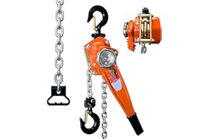 KITUYOTO Lever Chain Hoist 1650 lbs 5 ft, 3/4 Ton 1.5 M Alloy Steel G80 Chain Come Along Tool, Manual Lever Hoist Ratchet Chain Hoist with Hook Heavy Duty for Garages, Building, Warehouse, etc.