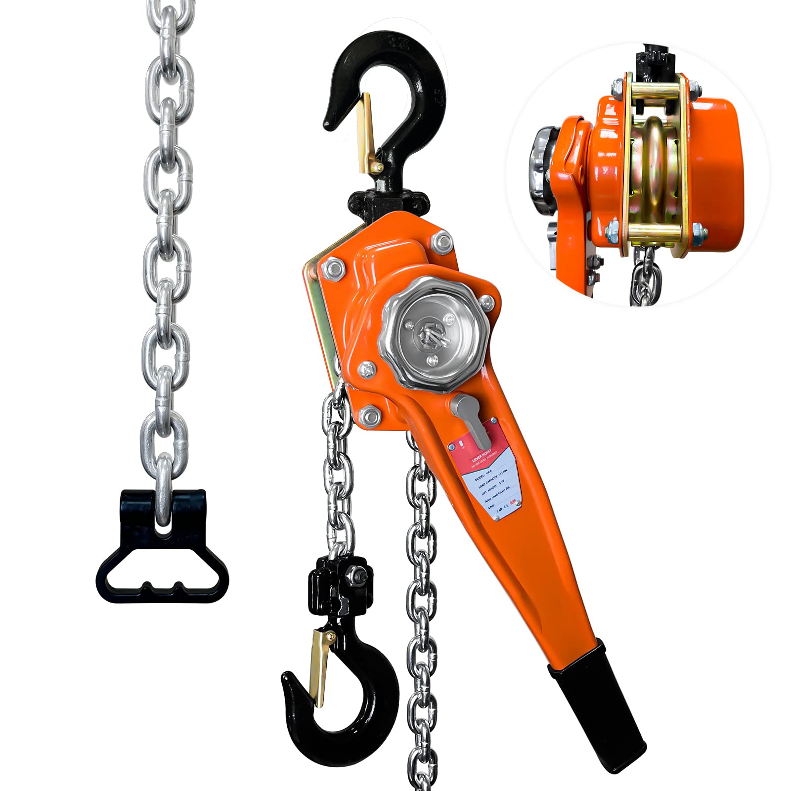 Photo 1 of Lever Chain Hoist 1650 lbs 10 ft, 3/4 Ton 3 M Alloy Steel G80 Chain Come Along Tool, Manual Lever Hoist Ratchet Chain Hoist with Hook Heavy Duty for Garages, Building, Warehouse, etc.