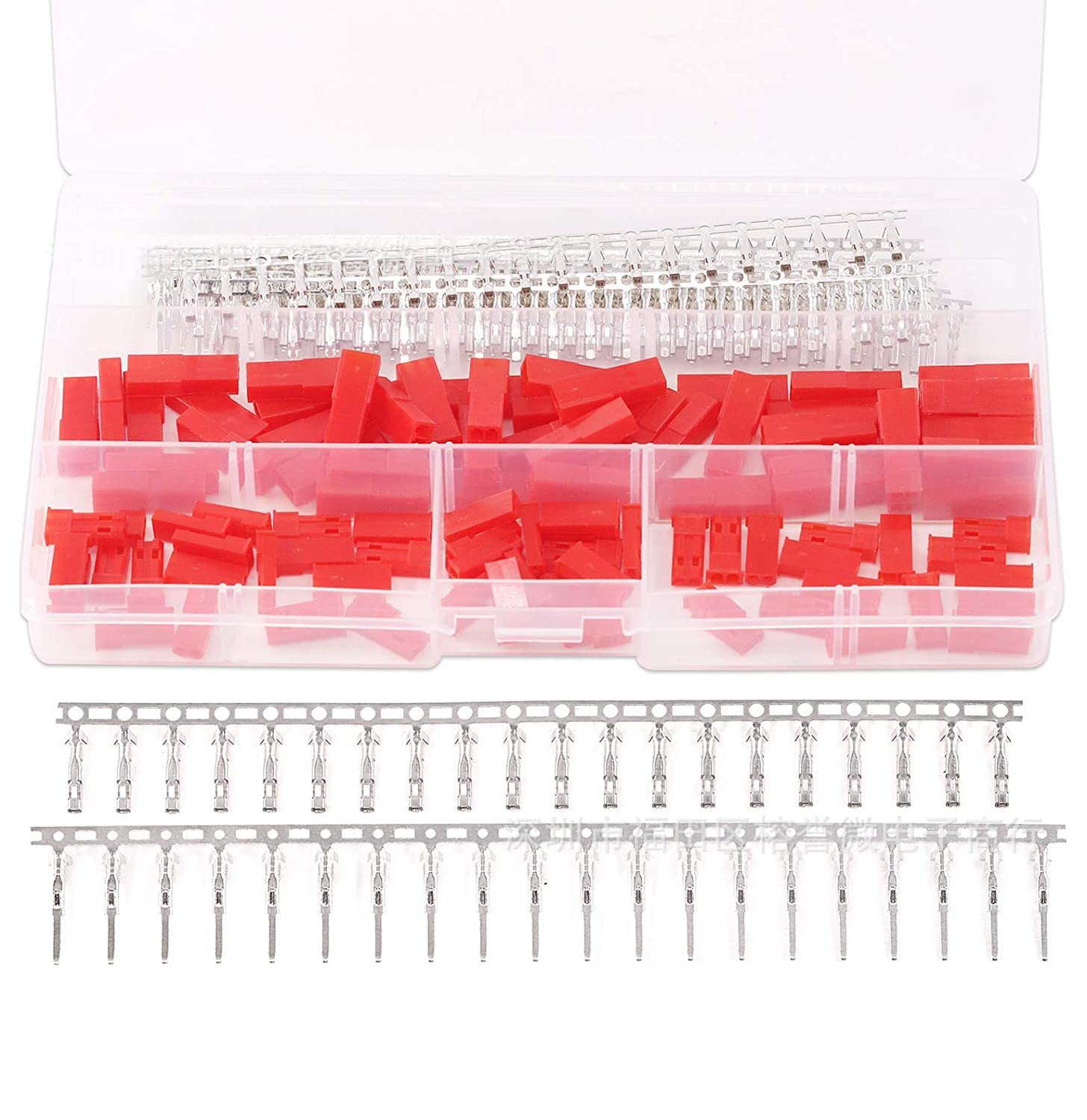 LeHang 420Pcs 50set 2.54mm 2Pin Female Male Red Plug Housing Crimp Terminal Connectors Kit Perfectly Compatible with JST SYP