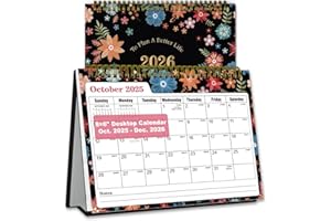 YMUMUDA Small Desk Calendar 2026 - Standing 2026 Desk Calendar, Oct.2025 to Dec.2026, 8" x 6", Monthly Flip Desktop Calendar with To Do List, Your Personal Desk Planner with Pocket for Work Home Office