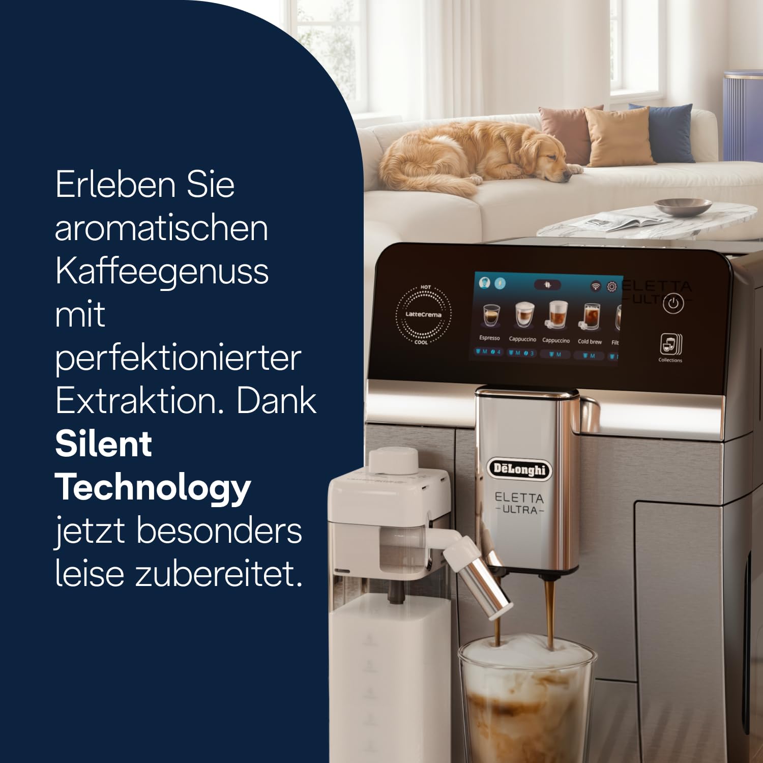 De'Longhi Eletta Ultra Kaffeevollautomat NEU - LatteCrema Milchsystem, 50+ heiße & kalte Getränke, besonders leise, intuitives Farb-Touchdisplay, einfache Reinigung, Metallgehäuse (ECAM472.85.MB) 4