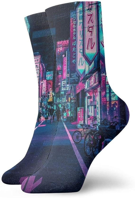 Amazon Co Jp 東京ネオンワンダーランド メンズソックスオールシーズンチューブソックスシックワークアウトソックスランニングアスレチッククルーソックス靴下 抗菌防臭 綿 服 ファッション小物