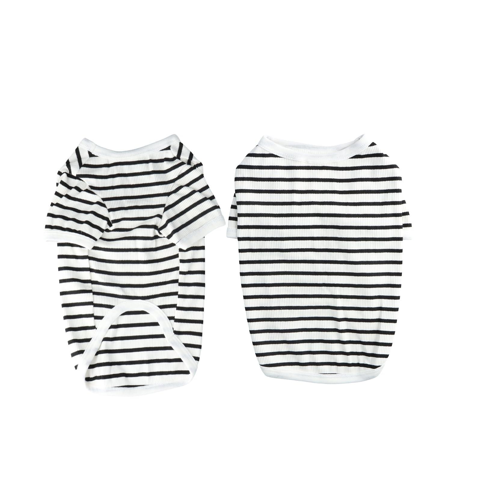 Shengxi Dog Sweater Cotton Striped T-shirt for Dogs Summer Breathable T-Shirt with Sleeves T-Shirts Soft Stretch for Chihuahua Bulldog Small Cats (M)