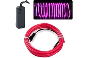 lychee 9ft EL Wire Neon Glowing Strobing Electroluminescent Light El Wire w/Battery Pack for Parties, Halloween Decoration (Pink)