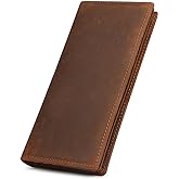 Kattee Men's Vintage Genuine Leather Long Wallet for Checkbook Credit Cards