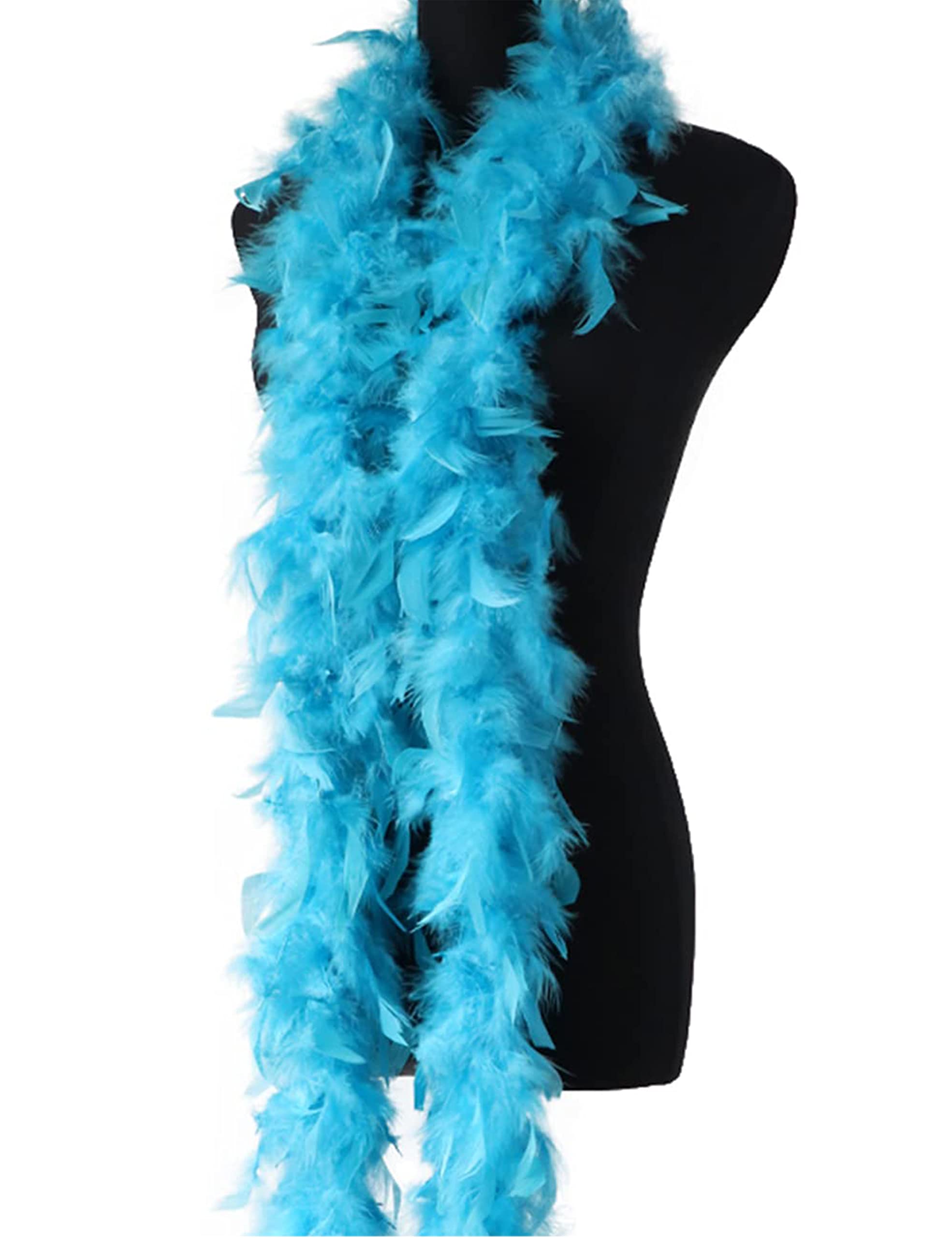 CYCFMYYLY Colorful Feather Boa, 2 Meters Long - Approx 60 G. for Crafts Fluffy Blue Feather Boa DIY Girl's Fancy Dress Accessories Christmas Carnival, Dancing Wedding Party