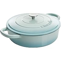 Crock Pot Artisan Enameled Cast Iron Braiser W/Lid, 5-Quart, Aqua