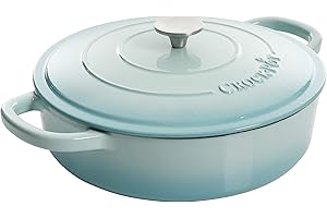 Crock Pot Artisan Enameled Cast Iron Braiser W/Lid, 5-Quart, Aqua