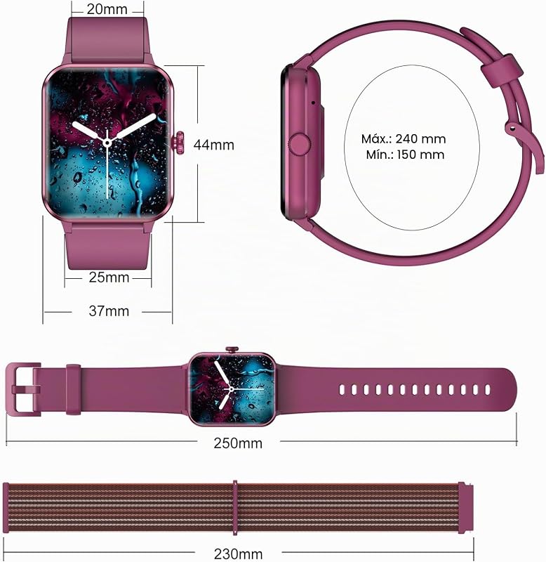 Relógio inteligente feminino (Fazer/Receber Chamadas), Relógio Inteligente Feminino de 1,85" - Monitor de Frequência Cardíaca/Oxímetro/Sono, Mensagens do Whatsapp, Pulseira de Atividade - 100+ Modos Desportivos, Pedómetro, Android iOS — foto 7 de 7