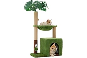 Woochpet 37" Cat Tree Tower for Indoor Cats，2-in-1 Multi-Functional Comfort with Premium Sisal Scratching Post, Cat Cando with Mouse Hole and Plush Toy Ball Large Hammock for Kitty or Small Cats