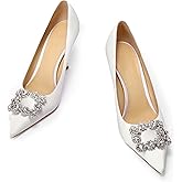 Women's Pumps Wedding Heels for Bride Stiletto Rhinestone Genuine Leather Wedding Shoes for Women