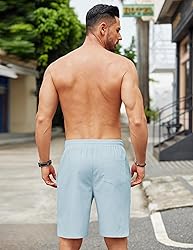 COOFANDY Men's Linen Shorts Casual Elastic Waist