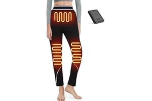 FERNIDA Womens Heated Pants with Battery Fleece-Lined Heated Legging Base Layer Electric Heated Thermal Underwear Long Johns