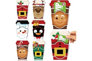 Motiskyy 6 Pcs Christmas Gift Card Holder Christmas Ornaments Cup Shaped Wood Gift Card Holder Thank You Gifts Xmas Gifts Xmas Decor for Winter Holiday Party Supplies
