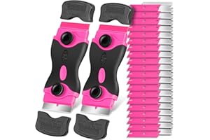 NALISENCE Razor Blade Scraper Tool Kit - 2Pack Razor Scrapers & 40Pcs Extra Blades, Plastic Paint Scraper Tool, Razor Scraper Tool for Glass Top Stove, Scrappers for Cleaning Window, Cooktop, Oven, Floor