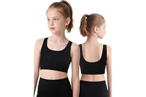 iMucci Sports Bra for Girls U-Shaped Training Bra with Removable Pads Scoop Neck for Teens Kids Yoga Sports Dance Bra