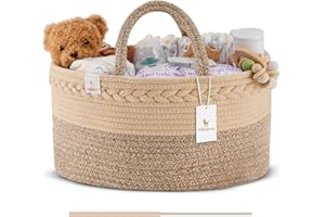 BABYLICIOUS Baby Diaper Caddy Organizer | Changing Table Organizer for Wipes and Diapers | Cotton Rope Diaper Organizer for Changing Table - XL | Newborn Essentials Must Haves for Parents - Sandy Beige
