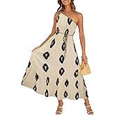 CCTOO Women's Floral Print Maxi Dress 2026 Sleeveless Summer Knot One Shoulder Flowy Boho Sundress with Pockets