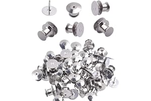 Aylifu Tie Tacks and Clutch Backs Set, 30 Pieces Tie Tacks Blank Pins (10 mm in Diameter) with 30 Pieces Locking Pin Backs Pin Keepers Locking Clasp - Silver Color
