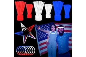 YOFOBU 300 PCS Glow Sticks Bulk Glow Bracelet and Necklaces with 150PCS Connectors 8" Glowsticks Light Up Neon Party Favors for July 4th Halloween Wedding Birthday Hawii Carnival(RedBlueWhite)