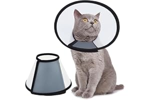 Vivifying Cat Cone, Adjustable Recovery Pet Cone, Three Sizes Lightweight Plastic Elizabethan Collar for Cats, Mini Dogs and Rabbits (Black)