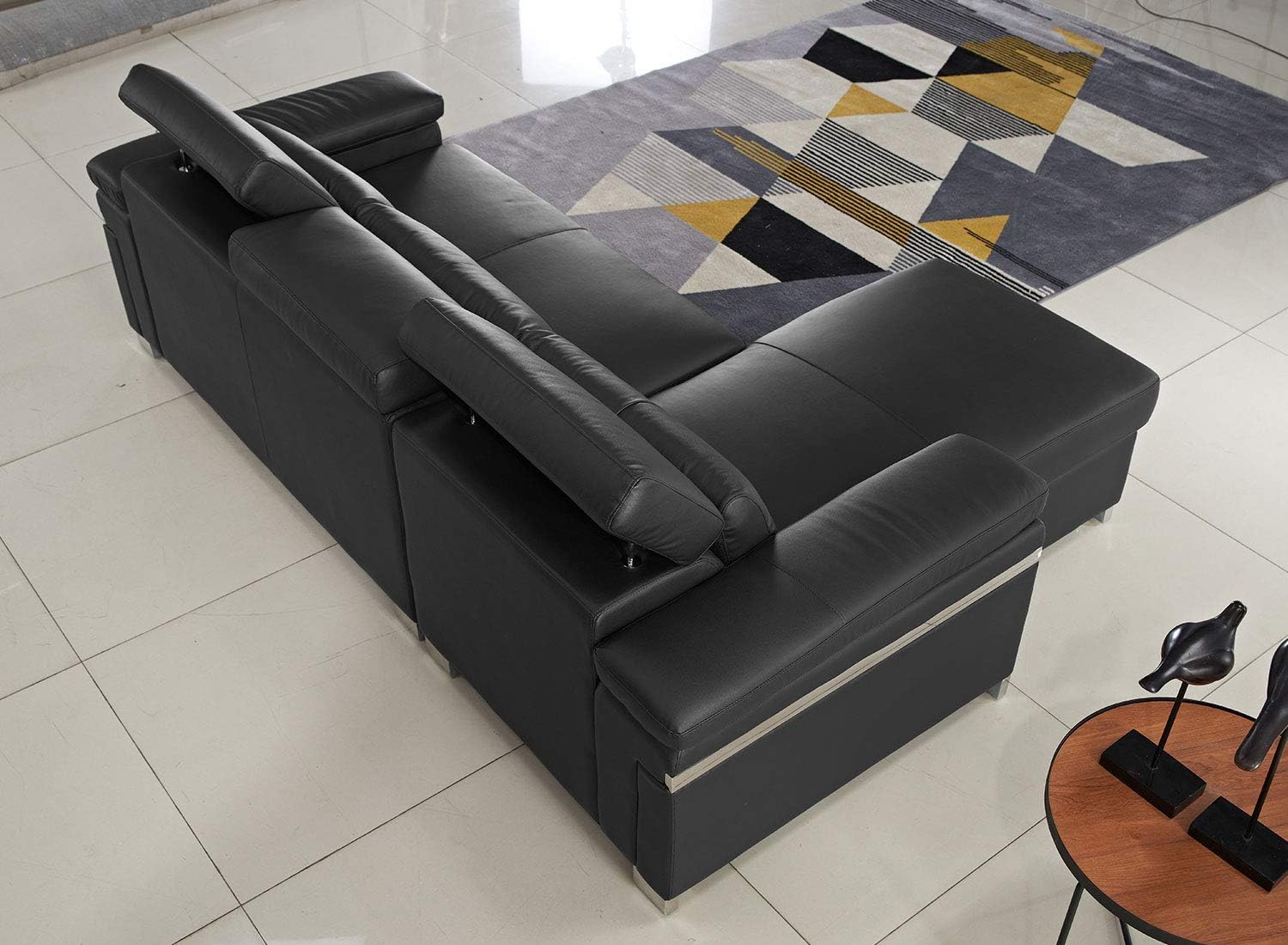 FUNRELAX Black Corner Sectional Sofas Set Leather Pull-Out Futon Couch Sofa Sleeper Bed with Storage Chaise L Shaped Living Room Furniture Set for Small Space,Modern Furniture,Left Facing: Kitchen & Dining