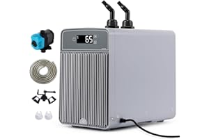 BAOSHISHAN 42gal Aquarium Chiller, 1/10 HP Axolotl Cooler, Special Quiet Design Refrigeration Compressor for hydroponics, Coral Reef, Fresh & Sea Tank (42gal/160L)