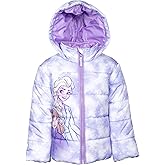 Disney Frozen Girls Zip Up Puffer Jacket Toddler to Little Kid Sizes (2T - 7-8)