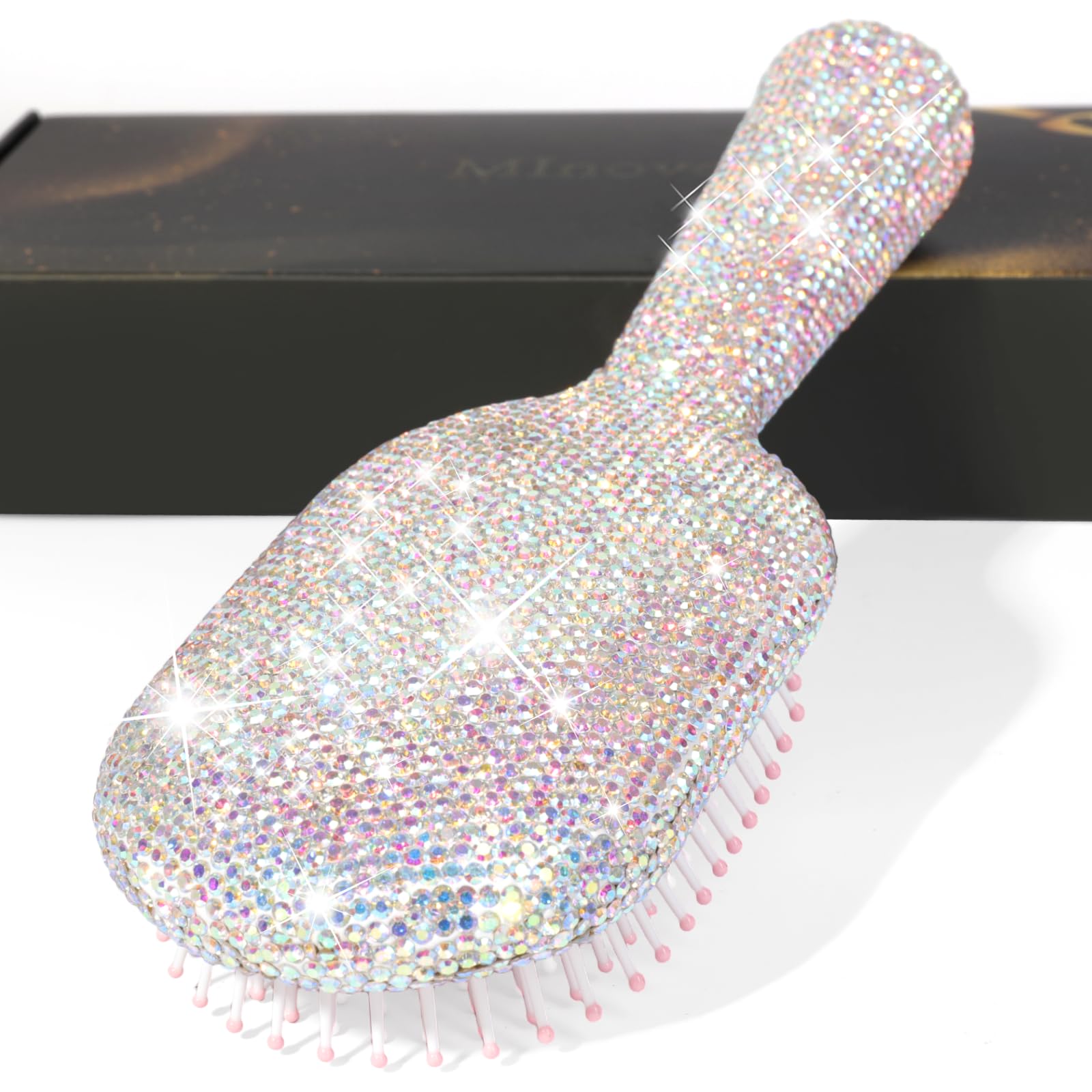 Photo 1 of MInovel Luxury Rhinestone Hair Brush for Women - Bling Detangling Comb with Anti-Static, Perfect for Wet or Dry, Straight & Wavy, Curly Hair, Great Gift for Holidays and Special Events (Red)