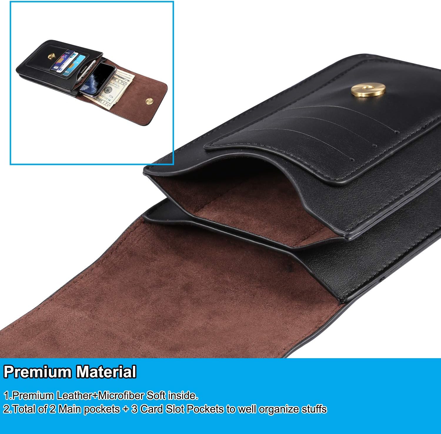 ZORSOME Premium Leather Belt Holster Phone Holder with Clip for Galaxy Note 20,note20 Ultra,S23+,S24 S23 Ultra,S21/S20 Ultra,A53 5G,A24 - Image 4