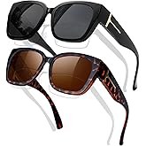 KANASTAL Over Glasses Sunglasses Polarized Fit Over Sun Glasses Oversized Design Fashion Wrap Around Shades 2 Pack