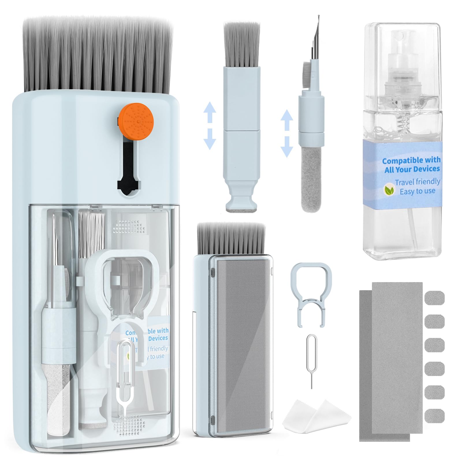 CleaniKu Keyboard Cleaner Laptop Cleaning Kit - 12 in 1 Computer Tech Cleaning Brush, Electronic Screen Cleaner with Multi-Function Cleaning Pen for MacBook, Tablet, iPhone, Earbuds, Camera, Lens