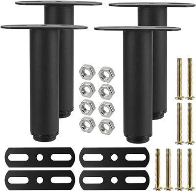 KOHAND 4 Black Adjustable Bed Legs 180-330mm Heavy Duty Furniture Support Feet