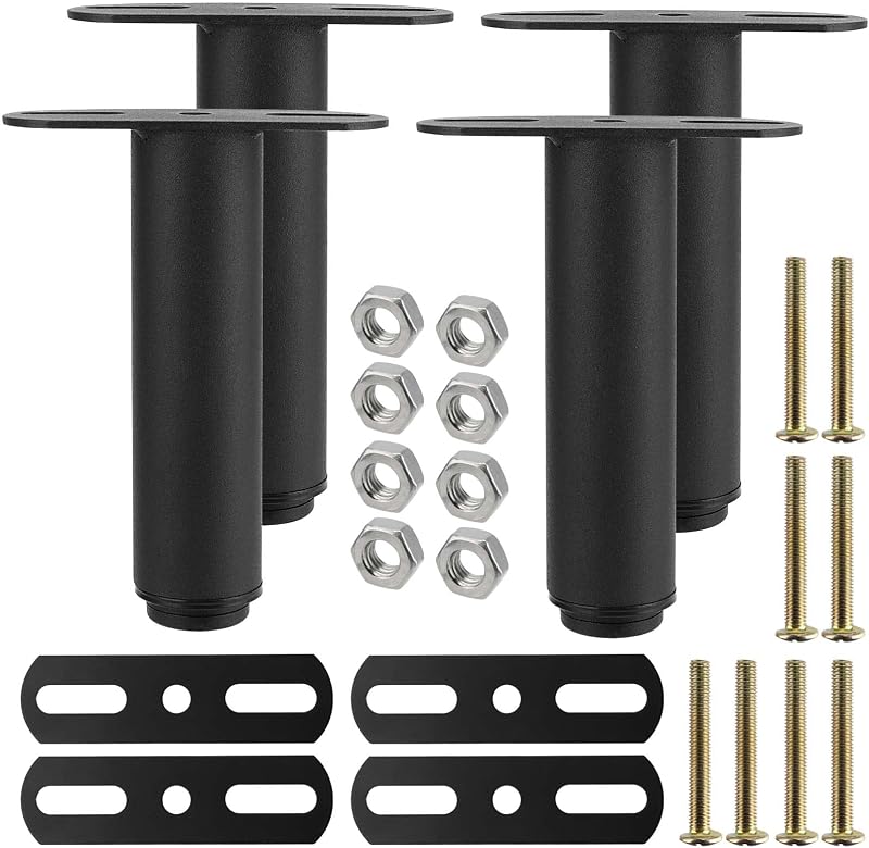 KOHAND 4 Black Adjustable Bed Legs 180-330mm Heavy Duty Furniture Support Feet