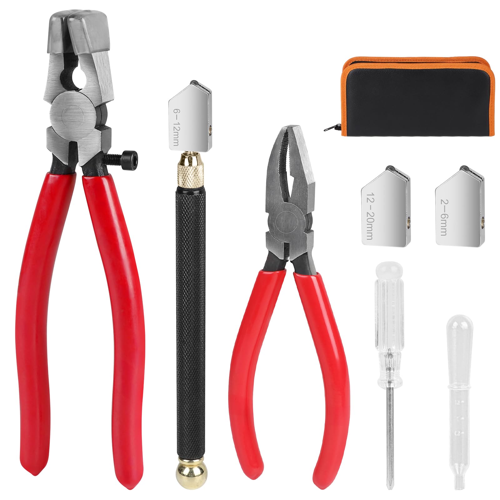 LALAGO 8pcs Bottle Cutter, Glass Breaking and Grouting Pliers, Set of Pliers with 2 Spare Cutting Heads, Drip Tube for Thick Mosaic Tiles Glass
