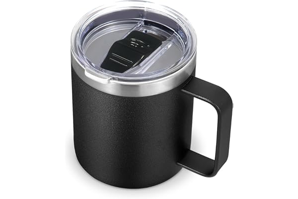 Volhoply 14oz Insulated Stainless Steel Coffee Mug with Leakproof Lid,Double Wall Vacuum Travel Coffee Cup with Handle,Reusab