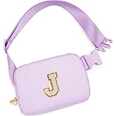 Uygafly Gifts for Girls 3 4 5 6 7 8 9 10 11 12 Year Old Teens Kids Daughter Sister Her - Fanny Pack Crossbody Bag Cute Stuff for Girls Teen Trendy Belt Bags | Initial White J,Lavender Bag