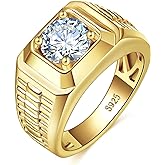 LOIPURI 2CT Moissanite Engagement Ring for Men 14K/White Gold 925 Sterling Silver Men Promise Wedding Moissanite Jewelry Gift Round Cut D Color VVS1 Clarity Size 8-12